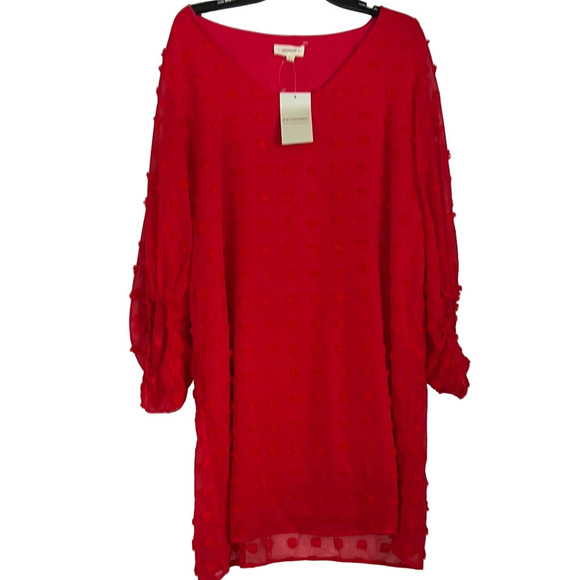 Vibrant Red, Lined, Textured Dress, Size XL - Picture 2 of 12